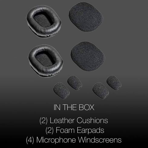 Ear Pad Cushion Kit for Blue Parrott B350-XT Bluetooth Headset, 2 Leather Cushions, 2 Foam Earpads, 4 Microphone Windscreens by Global Teck...