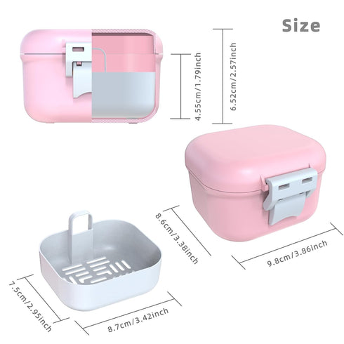 ARGOMAX Leak Proof Denture Bath Cup, Portable Soaking Denture Box, Denture Bath Case with Strainer, for Dentures and Braces (Pink + White)....