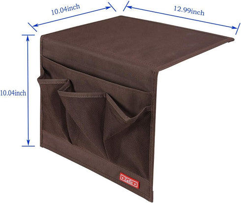 Bedside Storage Organizer - Table Cabinet Organizer Caddy for Remotes, Phone, Glasses (Classic 4 Pockets - Coffee)...