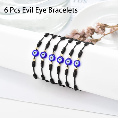 Tarsus (Ver.3) Evil Eye 7 Knot Lucky Bracelets Adjustable Red String Amulet for Women Men Girls & Boys 6 Pcs Bracelets...