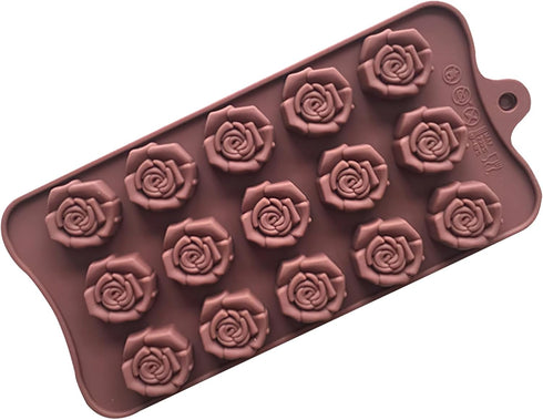 2PCS-15 Cavity Flower Non-Stick Candy Silicone Moulds 15-Cavity Mini Flower Shape Silicone Molds, Non-Stick Silicone Rose Chocolate Candy Baking M...