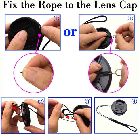 5 Pack Elastic Lens Cap Keeper Lens Cover Leash Prevent Lens Cap Lost Compatible with Canon/Nikon/Sony/Fujifilm/Olympus/Panasonic DSLR SLR Camera ...