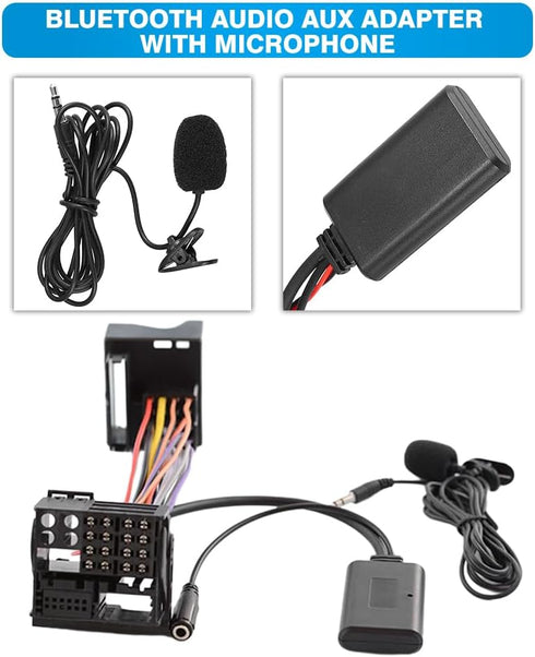 Bluetooth Audio Aux Adapter with Microphone, Compatible with BMW Z4 (E85/E86), X3(E83), Mini Cooper (R50/JCW), Mini Cooper S R53(Car with AUX acce...