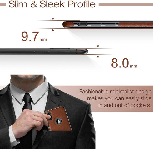 LOHASIC for iPhone Xs Case, for iPhone X Case Slim Thin Premium Leather Luxury PU Anti-Slip Grip Protective Cover for iPhone X XS New (2018) - Bro...