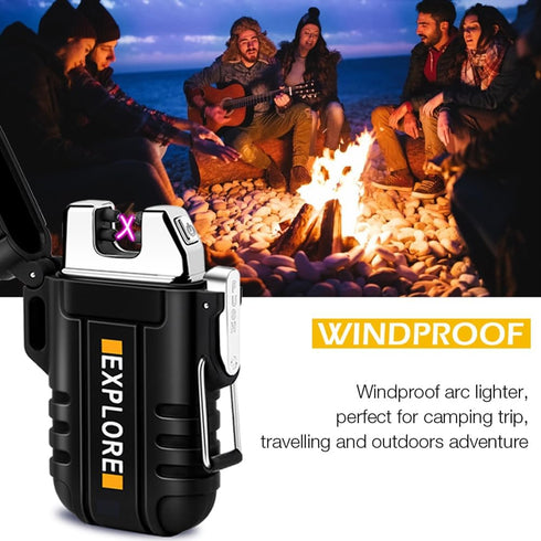 LcFun Waterproof Electric Lighter Windproof Dual Arc USB Rechargeable Flameless Plasma Lighters for Camping Hiking Survival Tactical Gear Gifts fo...
