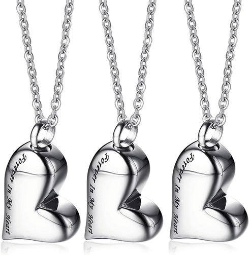VNOX Heart Urn Necklace for Ashes - Memorial Cremation Jewelry for Ashes,Forever in My Heart Urn Locket for Ashes Stainless Steel Urns Pendant Kee...