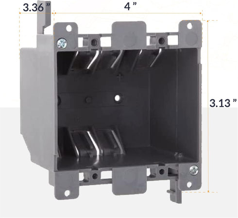 Newhouse Hardware 2-Gang PVC Old Work Electrical Outlet Box (3-Pack) | 25 cu. in. Plastic Junction Box for Switches, GFCI, or Duplex Receptacle Ou...