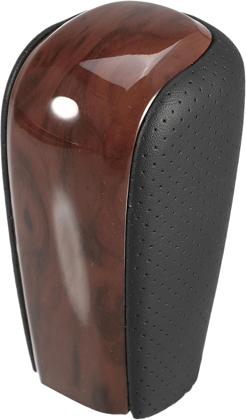 Automatic Transmission Gear Shift Knob Red Wood Patten for Toyota Land Cruiser Prado 2009-2017 Plastic Punched Leather Brown...