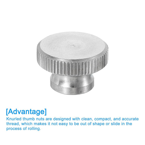 uxcell Knurled Thumb Nuts, 4Pcs M5 x D16mm x H10mm Stainless Steel Round Knobs Fasteners Blind Hole Hand Screw Nut Silver for 3D Printer Parts, Ma...