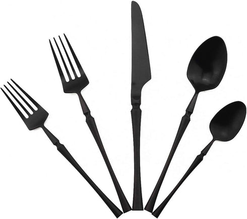 Gugrida Unique & Beautiful Flatware Set - 5 Piece Iridescent Silverware Sets | 18/10 Stainless Steel Reusable Cutlery Set | Black Utensils Service...