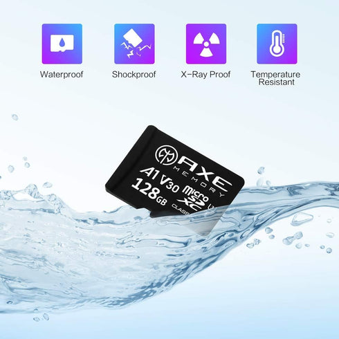 AXE MEMORY 128GB Micro SD Card 4K Ultra Full HD Video High Speed MicroSDXC Up to 95MB/S A1 V30 UHS-I U3, with SD Adapter...