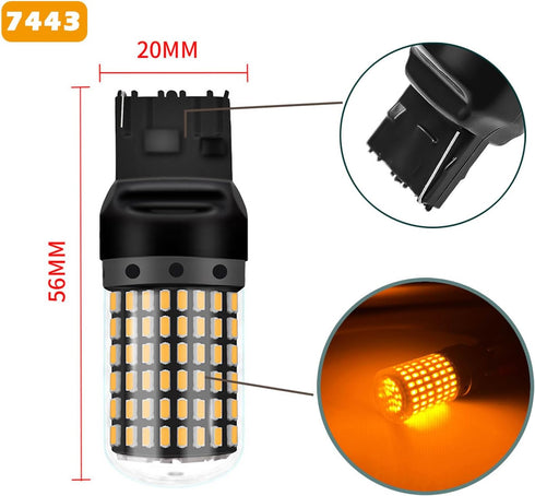 7443 Turn Signal Bulbs Amber Yellow 2023 B1 Series Turn Signal Light 7440 7443NA T20 LED Bulbs Super Bright with Projector Replacement for Car, Tr...