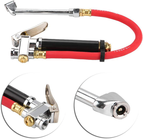 Professional Air Compressor Hose Tool Kit, Handheld Car Air Tire Pressure Filler Fill Inflator Gauge Dual Chuck...