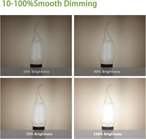 LED Chandelier Light Bulbs, E12 Candelabra Bulb 60 Watt Equivalent, 4000K Natural White 600LM E12 LED Bulb Dimmable, Vintage LED Filament C35T/CA1...
