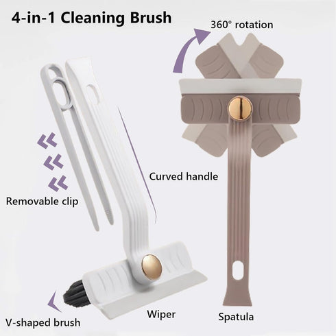 Multi-Function Rotating Crevice Cleaning Brush, Hard Bristle Crevice Cleaning Brush for Household use, Upgraded 4-in-1 Gap Cleaning Brush for Kitc...