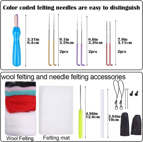 BAGERLA 1 Set Animal Needle Felting Kit, Wool Needle Felting Beginner Kits with Instructions and Needle Felting Basic Tools, Needles, Finger Cots,...