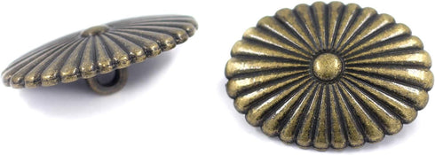 Bezelry 12 Pieces Oval Cactus Flower Metal Shank Buttons. 24mm X 19mm (Antique Brass)...