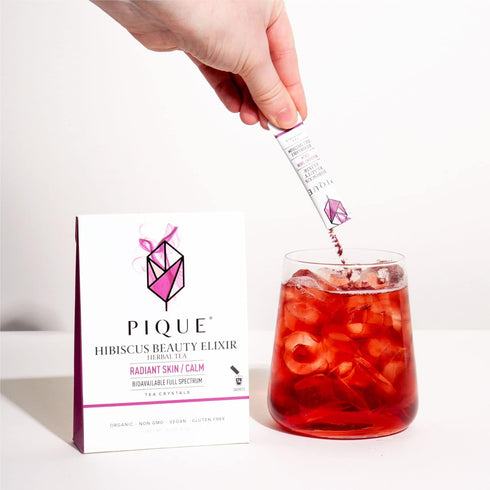 Pique Organic Hibiscus Tea Crystals - Powerful Antioxidants and Caffeine-Free Herbal Tea, Real Egyptian Flower for Glowing Skin - 14 Single Serve ...