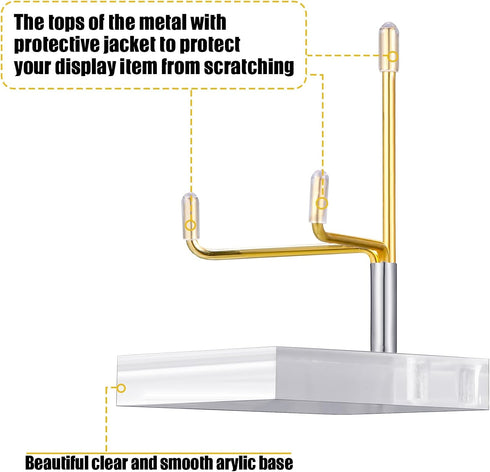 4 Pcs Adjustable Metal Arm Display Stand Easel with Clear Acrylic Base for Gemstones Crystal Mineral Agate Plates (2.4 x 2.4 x 4.1 Inches)...