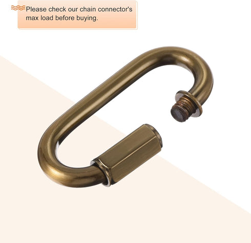 MECCANIXITY Chain Connector, 6mm Thick Quick Link Screw Lock Oval Clips for Chandelier Pendant Lights Gold Bronze Pack of 4...