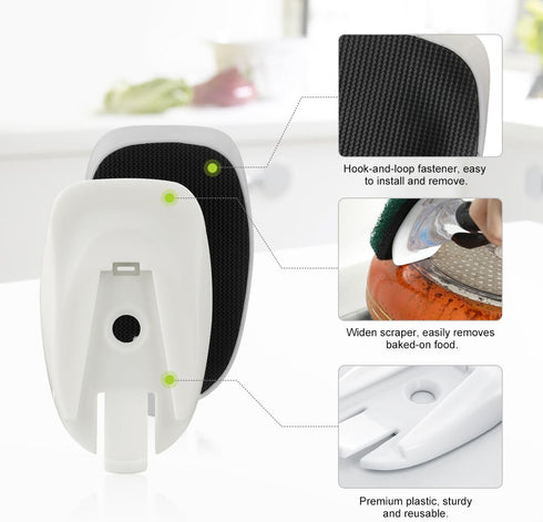 LANMU Upgraded Sponges Refills Compatible with OXO Good Grips Soap Dispensing Dish Brush (4 Scrub Refills and 1 Reusable Plastic Construction)...