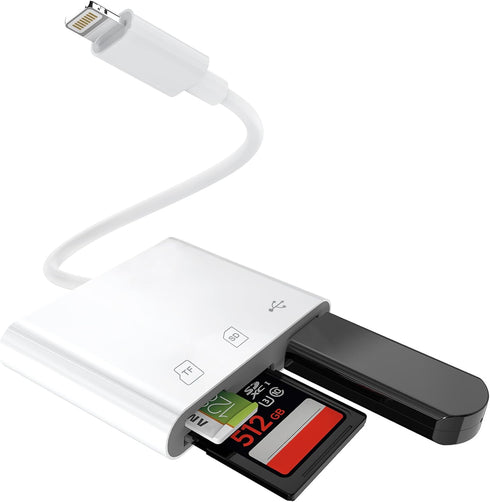 Lightning to SD Card Reader for iPhone,USB Camera Adapter 3 in 1 USB Female OTG Adapter Compatible SD/TF Card, Memory Card Reader Portable USB 3.0...