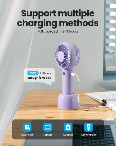 Gaiatop Mini Portable Fan, Powerful Handheld Fan, Cute Design 3 Speed Personal Small Desk Fan with Base, Lightweight Makeup USB Rechargeable Fan f...