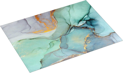 Teal Marble Golden Swirls Pattern Dish Drying Mats For Kitchen Counter Microfiber Absorbent dish Mat Xl Reversible Drying Mats For Countertop 18 I...