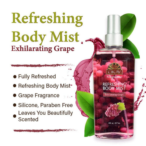 OKAY EXHILARATING GRAPE REFRESHING BODY MIST 8oz / 237ml...