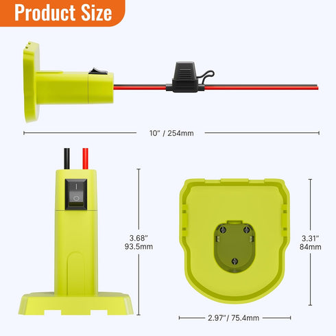 Power Wheel Battery Adapter for Ryobi Battery Adapter Battery Converter Kit 12 AWG Wire with Fuses and Connectors for Robotic RC Car Toy...