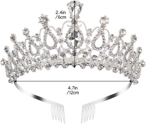 AOPRIE 1980s Tiaras and Crowns for Women Silver Princess Tiara for Little Girls Crystal Crowns and Tiaras Hair Accessories for Wedding Prom Bridal...
