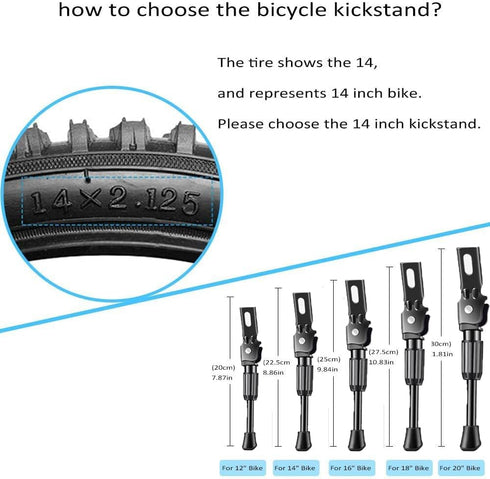 Kids Bike Kickstand for 12 14 16 18 Inch Wheel Bicycle Side Kick Stand Rear Mount Premium Steel Bikes Support Racks (For 16 inch bike)...