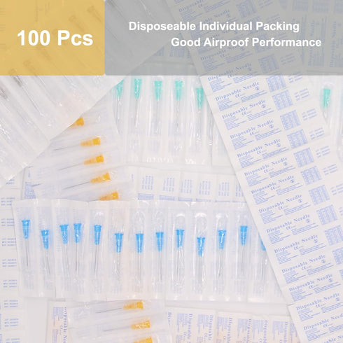 25Ga 1 Inch Luer Lock Industrial Dispensing Accessories, Individually Wrapped, Pack of 100, Lab Tools, Suitable for Refilling Liquid, Inks...