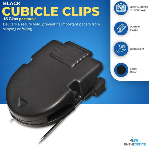 1InTheOffice Cubicle Clips for Fabric Walls, Fabric Panel Wall Clips, Cubicle Wall Clips, Black, 25/Pack...