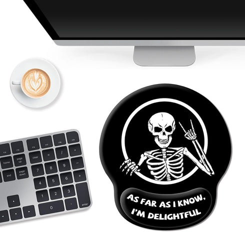 Upgrade Mouse Pad with Wrist Rest, Gothic Skull Skeleton Ergonomic Gaming Gel Mouse Pad with Wrist Support, Computer Mousepad for Desk Home Office...