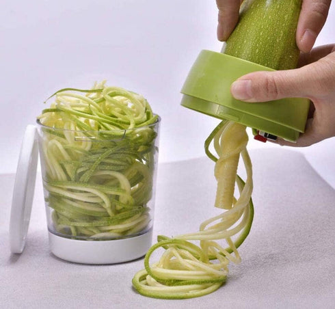5 in1 Handheld Spiralizer Vegetable Slicer, Green, Plastic, ABS, Stainless Steel...