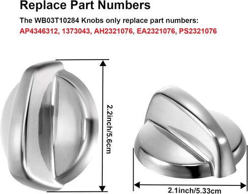 WB03T10284 Knobs Burner Control Knobs Compatible with General Electric GE Range/ Stove/ Oven Knob Replace for AP4346312 PS2321076 (6 Pack)