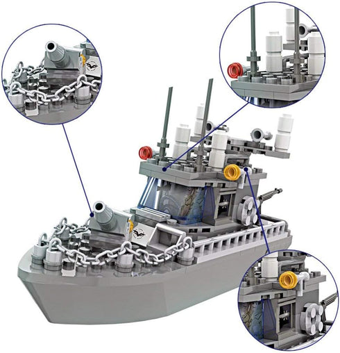 Army Toys Battleship Building Blocks Coast Guard Warship with Solid Hull and Deck Building Set Fun Preschool Educational toys for Boys and Girls 6...