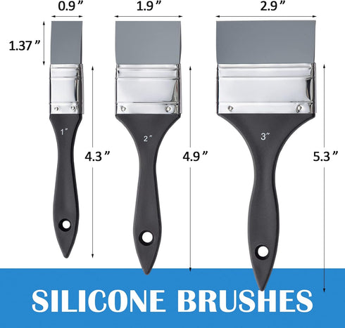 Falling in Art Silicone Paint Brush Set, Lined Edged Flexible Color Shapers, Flat Shaped Painting Tool for Water Based Acrylic Paints, Gouache, Oi...