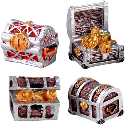 4Pcs Treasure for Aquarium Small Fun Fish Tank Aquarium air Decorations Gold Fish Aquarium Decorations Mini Treasure Chest Miniature Treasure Ches...