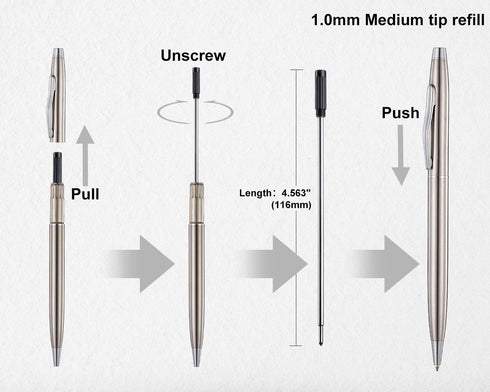 Ballpoint pens 10 pcs Medium Point 1.0 mm Black Ink Ballpoint Pens Smooth Writing Pens School Office Supplies Gifts Stainless Steel Pens...