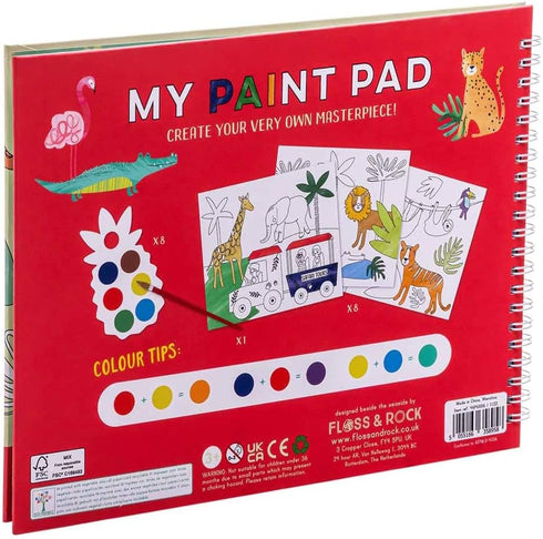 Floss & Rock Jungle Kids My Painting Pad Set with 8 Pictures, 8 Paint Pallets and A Brush...