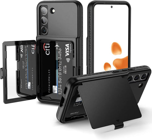 WeLoveCase for Samsung Galaxy S22 Wallet Case with Credit Card Holder & Hidden Mirror, All-Round Protection Shockproof Phone Cover Designed for Sa...