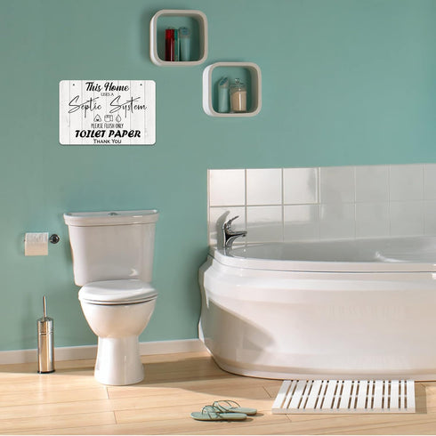 FLYAB Septic System Bathroom Sign 8"x12" Funny Septic Tank Sign for Bathroom Flush Only Toilet Paper Plaque Sign for Toilet Restroom Wall Decor...