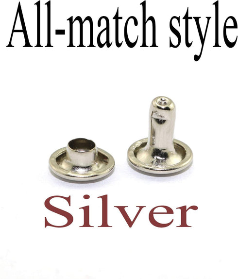 120pcs 8x8mm Silver Double Cap Rapid Rivets Round Head Decorative Rivets DIY Leather Craft Studs 5/16 inch...