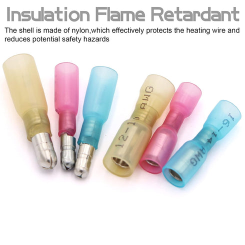 120PCS Heat Shrink Bullet Connectors Kit,Waterproof Electrical Female & Male Bullet Butt Terminals(12-10AWG,14-16AWG,18-22AWG)...