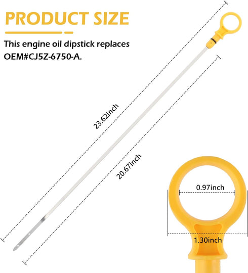 Car Engine Oil Dipstick Replacement OEM#CJ5Z-6750-A Compatible with Ford Lincoln with 2.0L Ecoboost Engines - Professional Double Hole Dip Stick C...