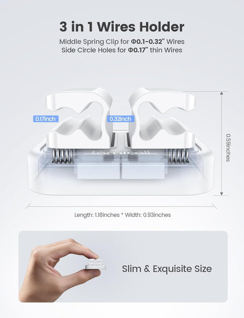 3-in-1 Cord Organizer Spring Clip Holder - Lamicall Small Desk Cable Organizer Clips, Adhesive Adjustable Wire Holder for Phone Charging Cord, Cab...