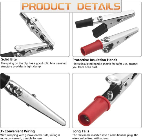 WMYCONGCONG 120 PCS Metal Alligator Clips Electrical Test Clamps Assortment Kit with Plastic Hands Red Black Kit...