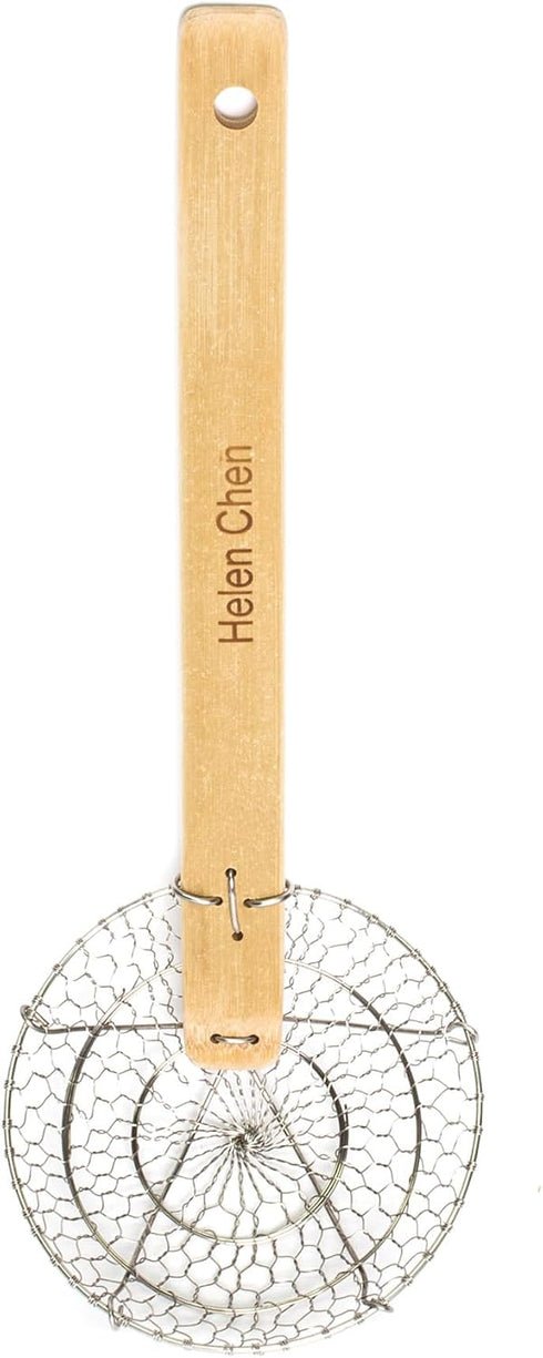 Helen’s Asian Kitchen Spider Strainer | 5-Inch Stainless Steel Wire Mesh Ladle with Sustainable Wood Handle for Frying, Cooking, and Draining...
